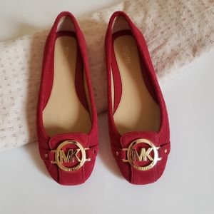 Michael Kors Moc Futon Red Suede Flats size 6.5